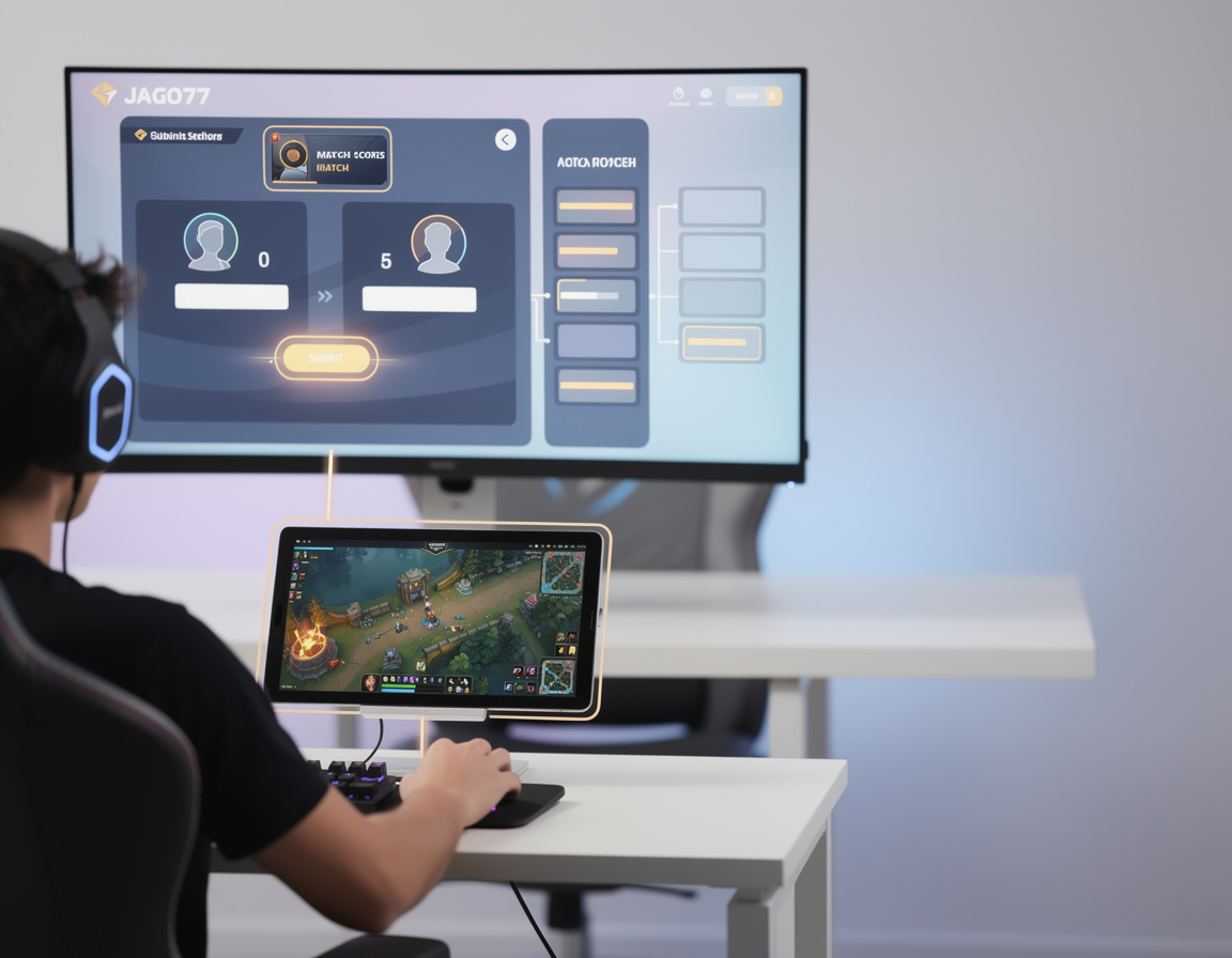 Ilustrasi cara submit skor dengan screenshot lengkap untuk turnamen game online jago77 dengan bracket dan room match