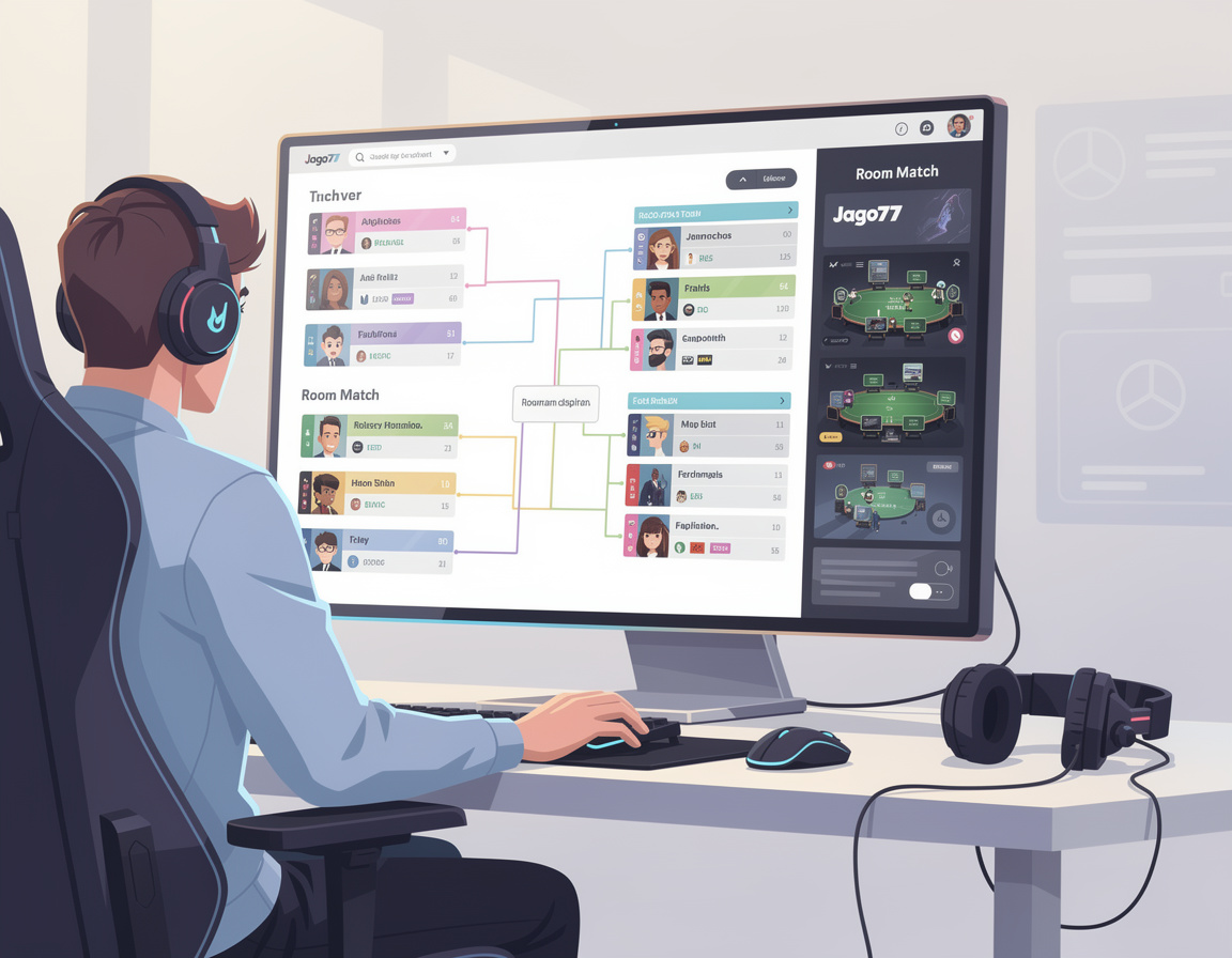 Ilustrasi membaca bracket setelah update admin untuk turnamen game online jago77 dengan bracket dan room match